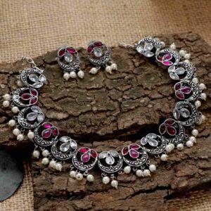 Pankhuri Maroon Stone Necklace