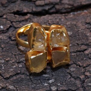 Yellow Citrine 4 Stone Adjustable Ring