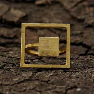 Tribal Square Adjustable Brass Ring