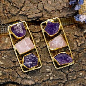 Geometric 2 Stone Frame Earings