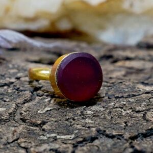 Maroon Glass Adjustable Round Ring