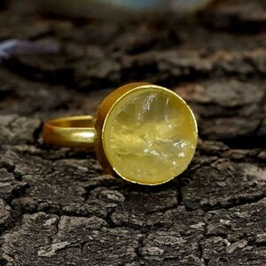 Yellow Citrine Adjustable Round Ring