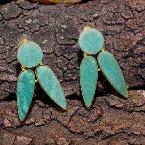 Dual Leaf Stone Earrings (big size)